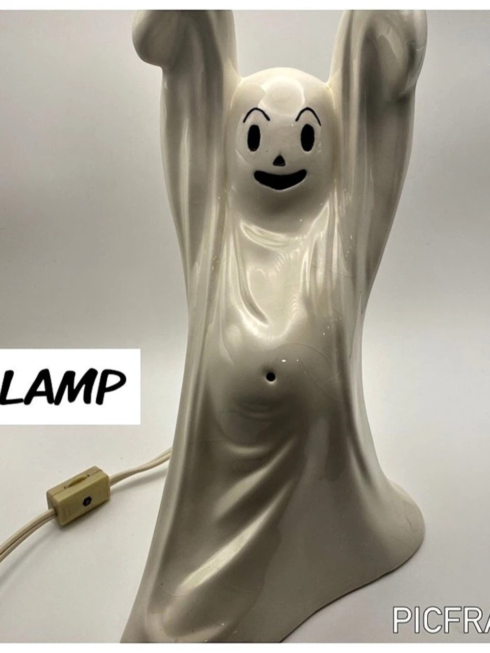 Vintage Rare 1970 Dancing Ghost White Halloween Lamp